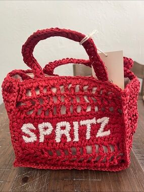 Universal Thread Red Crochet Tote with White Logo Crossbody
